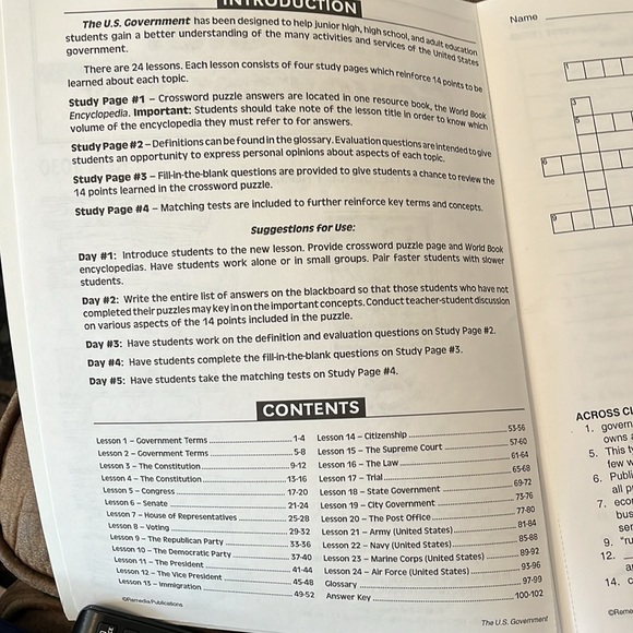 The US Government text a reproducible book with 24 lessons. Designed for middle - Picture 2 of 5